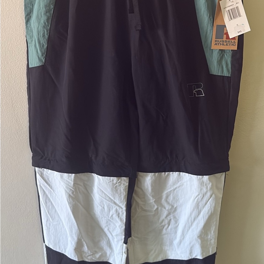 Russell Athletic Black and Teal Pants Shorts Windbreaker size small